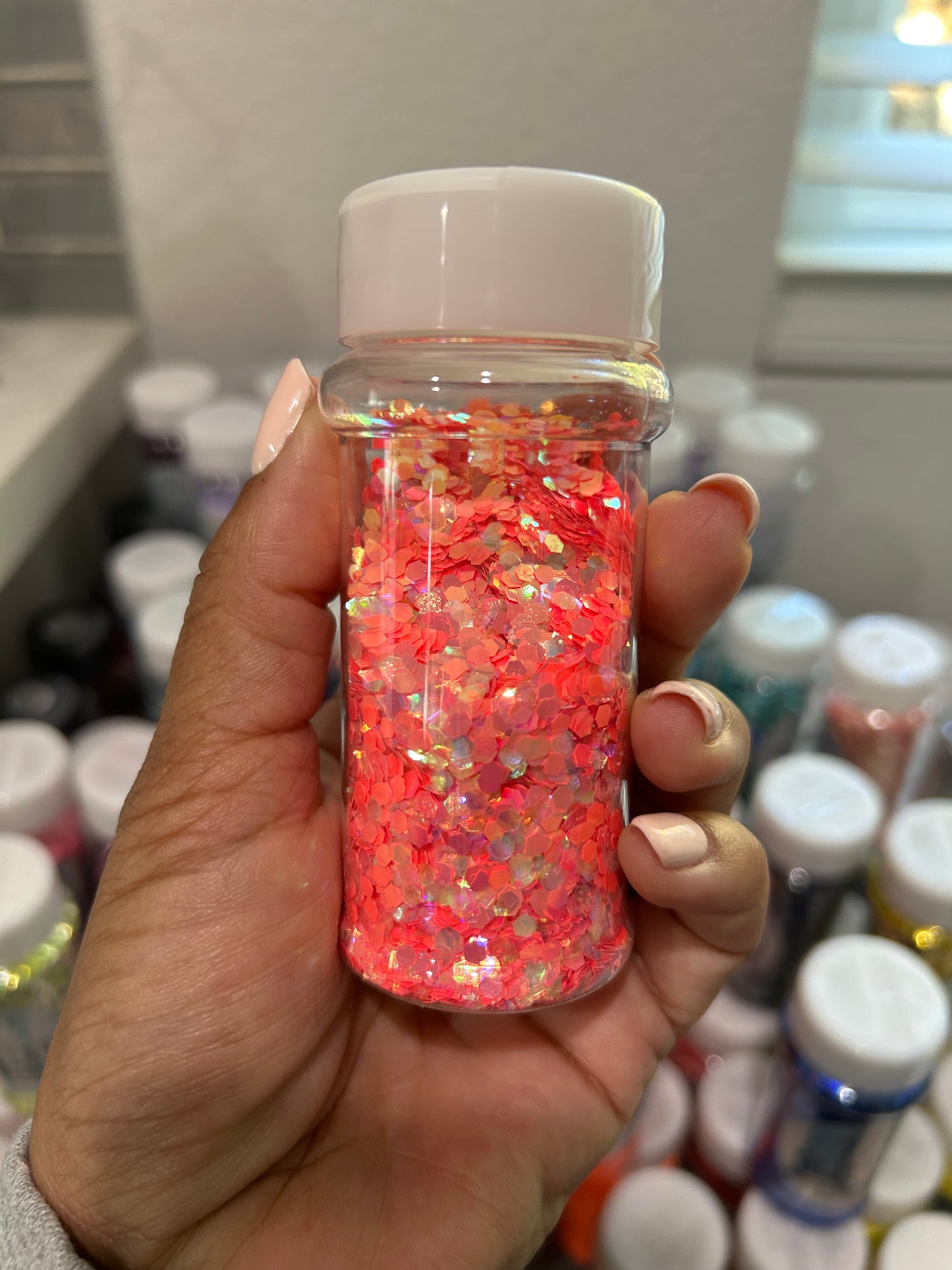 Peach glitter