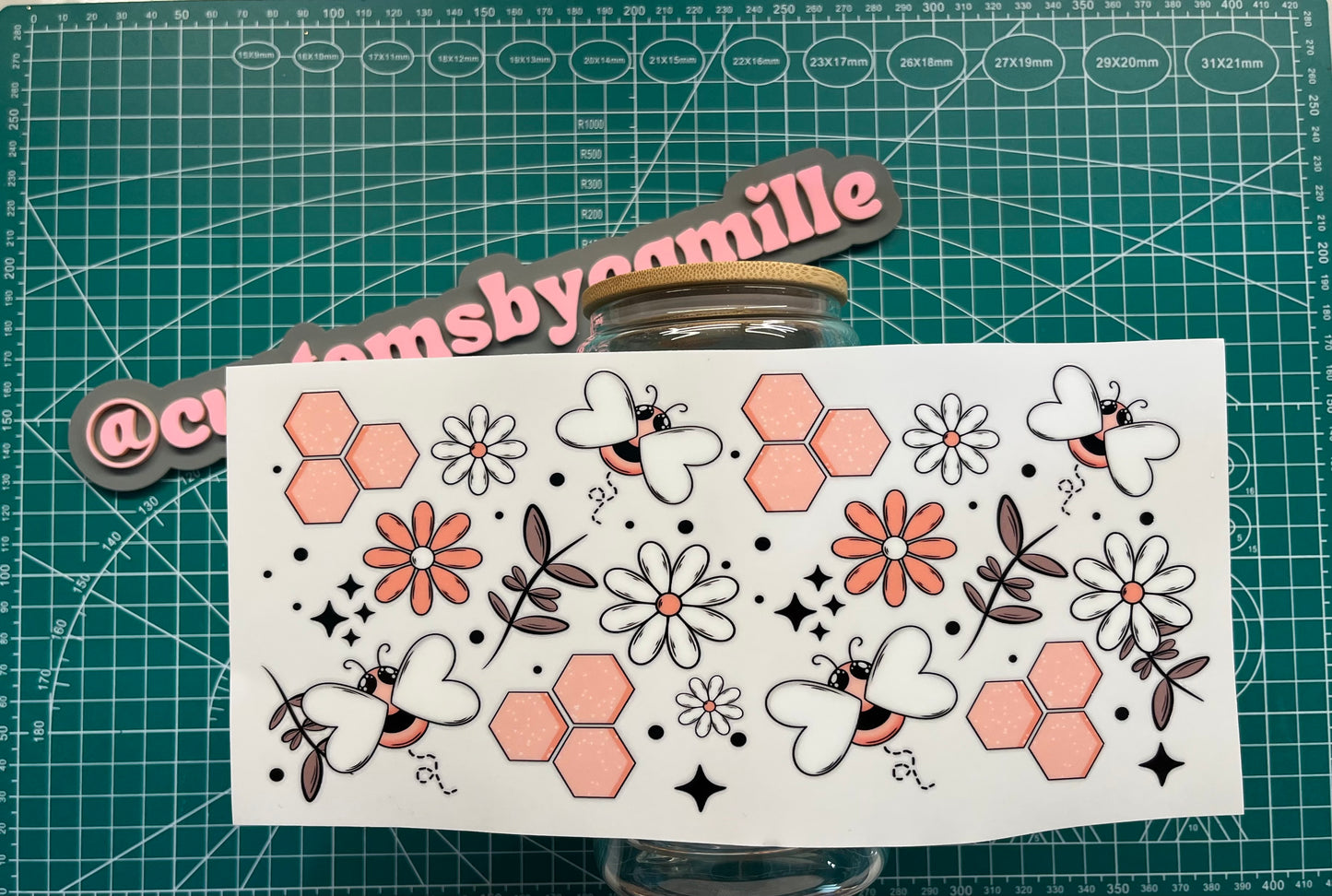#237 Pink Bees & Honeycomb decal