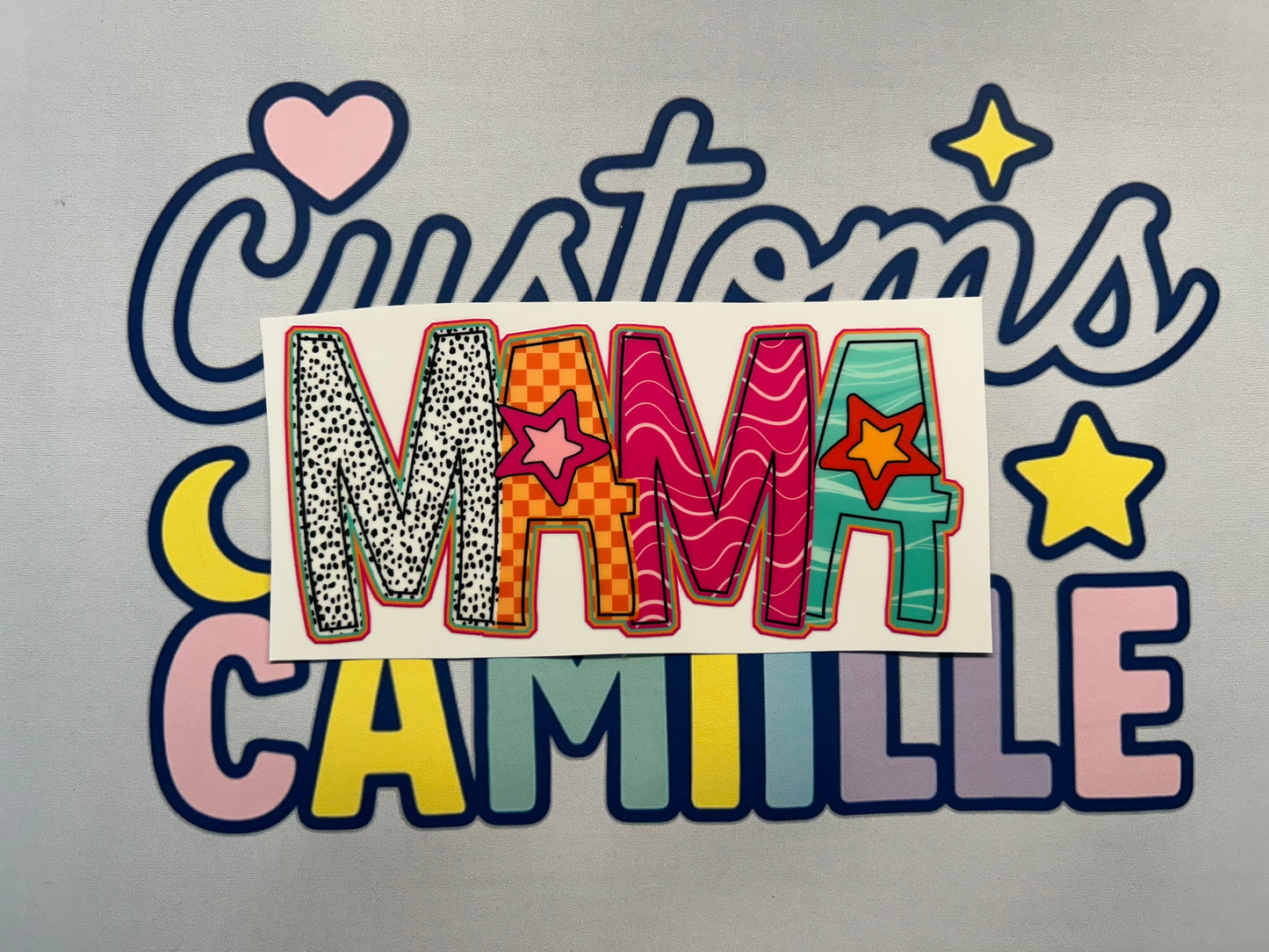 #320 Mama Orange/Pink/Teal decal