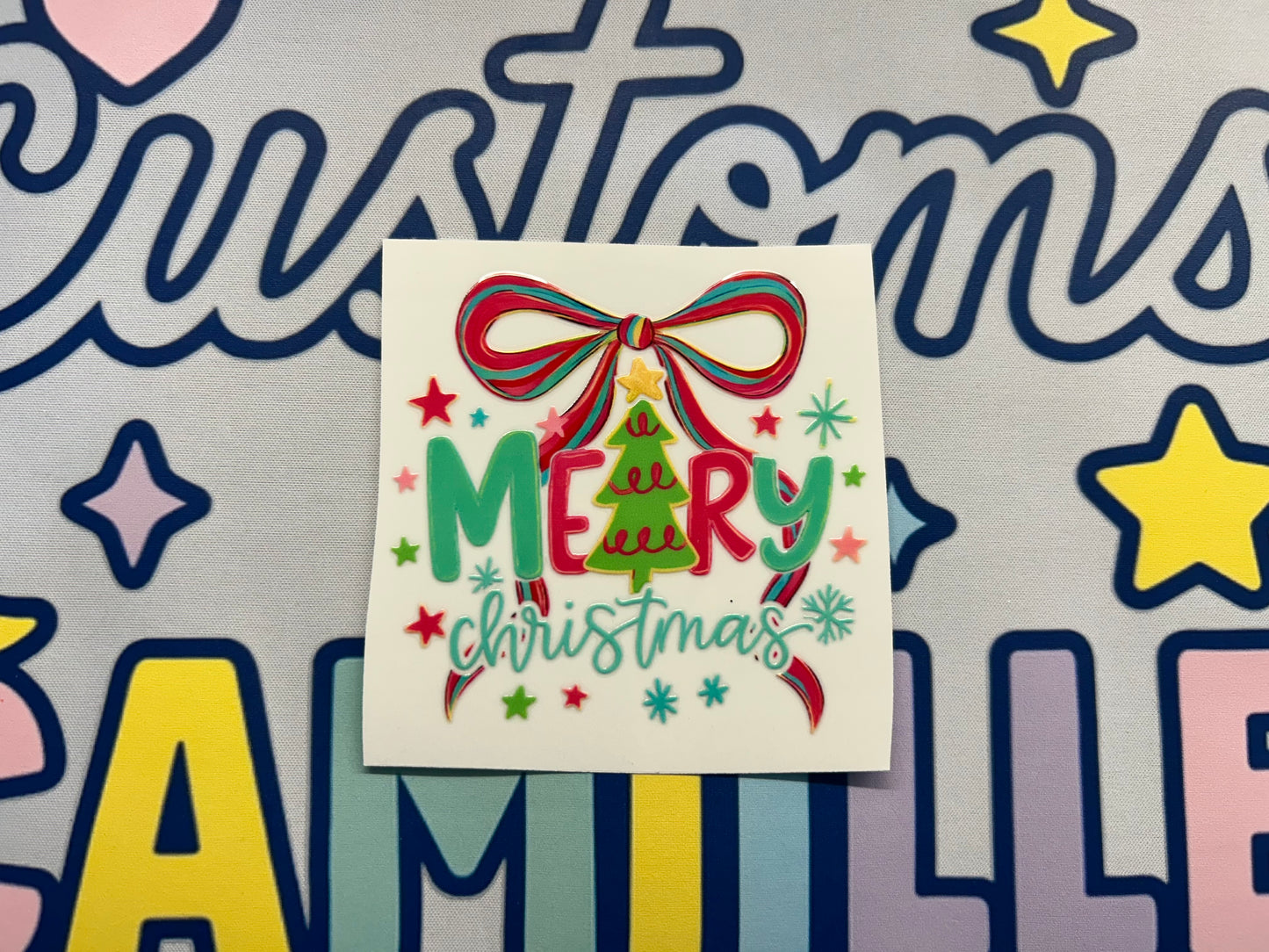 #386 Merry Christmas Bow decal