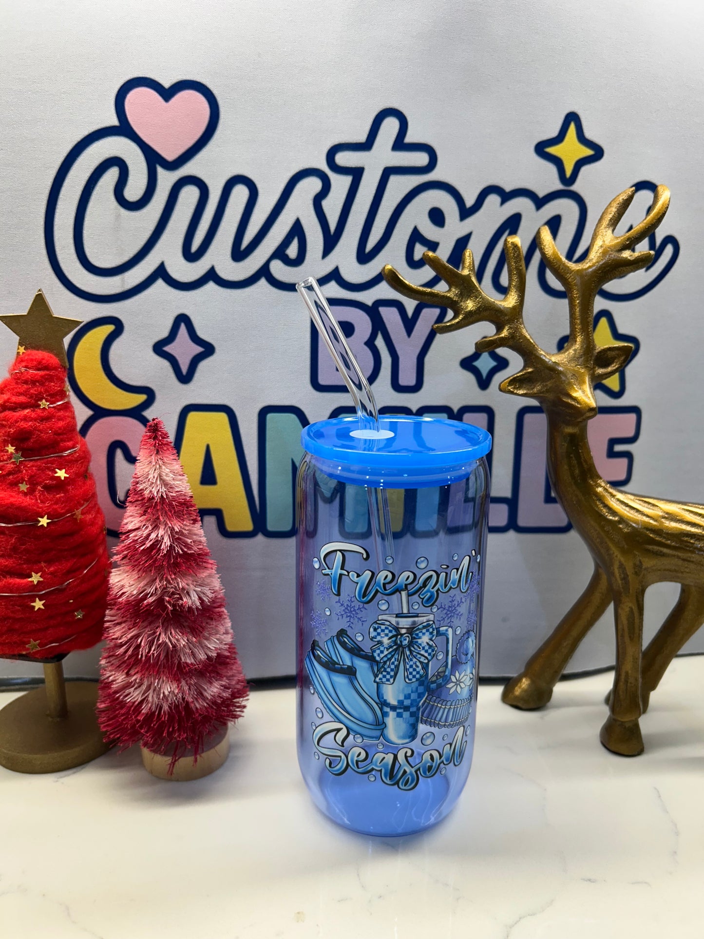 Freezin’ Season glass cup