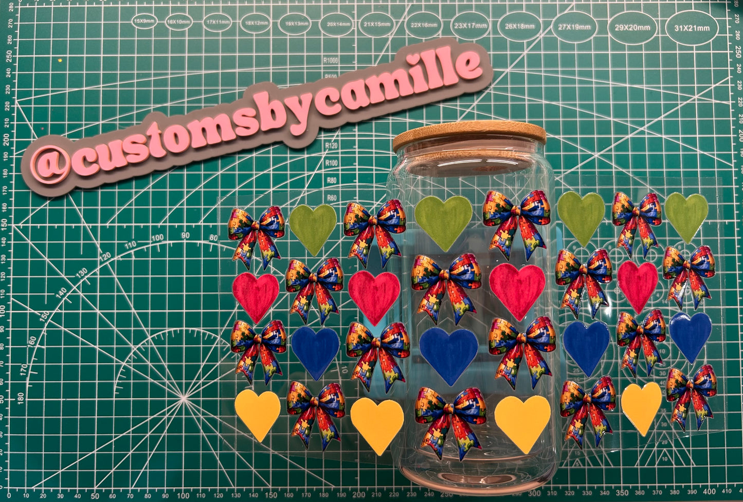 #128 Autism Bows/Hearts decal