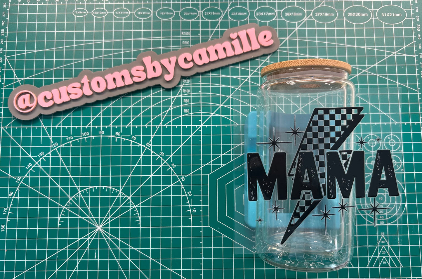 #132 Mama Checkered Bolt decal