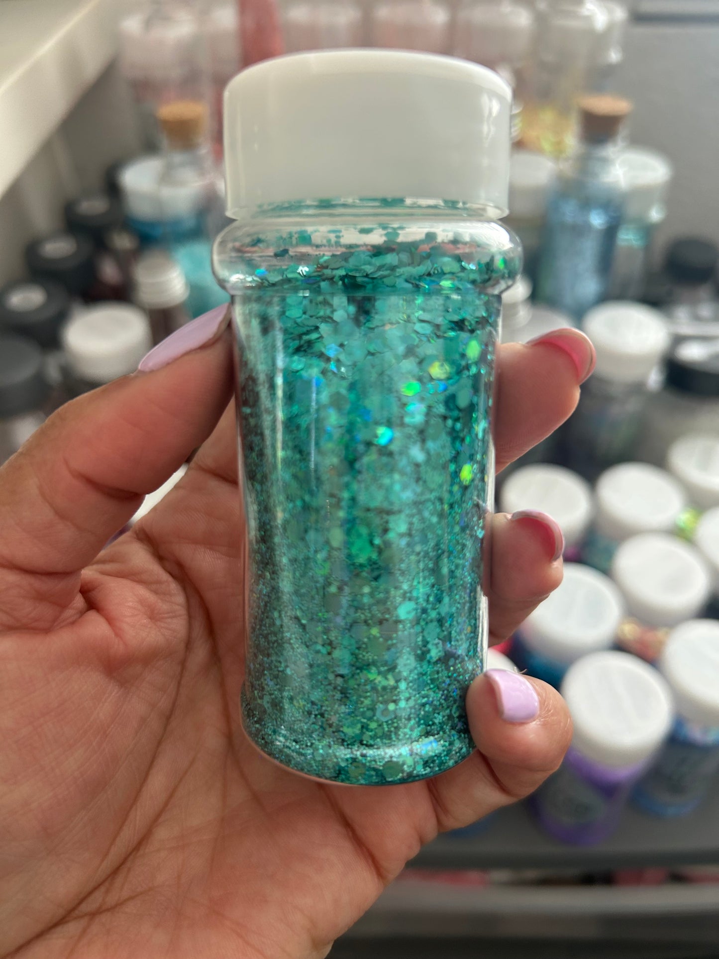 Teal Holographic chunky mix glitter