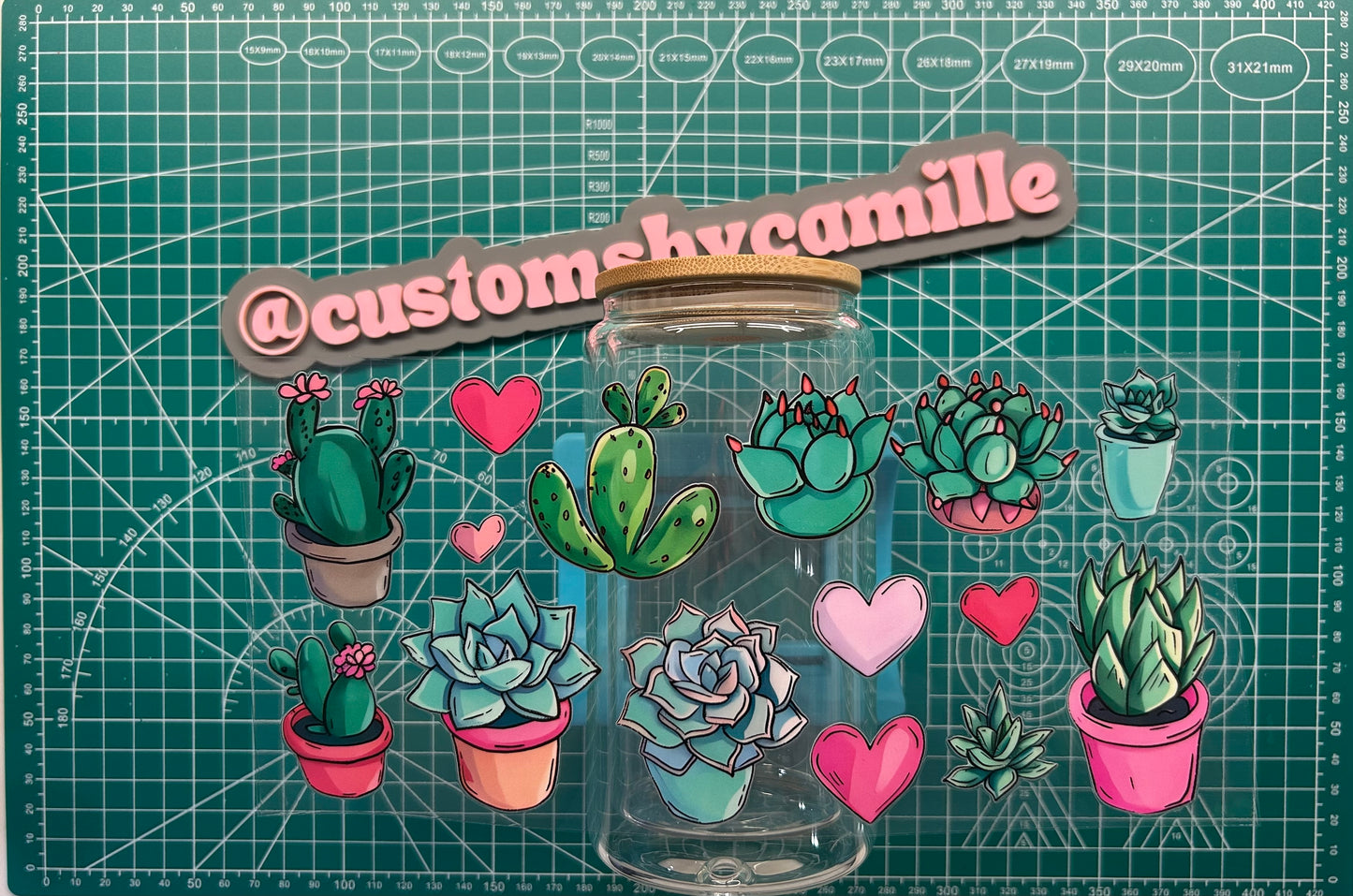 #271 Succulents & Hearts decal