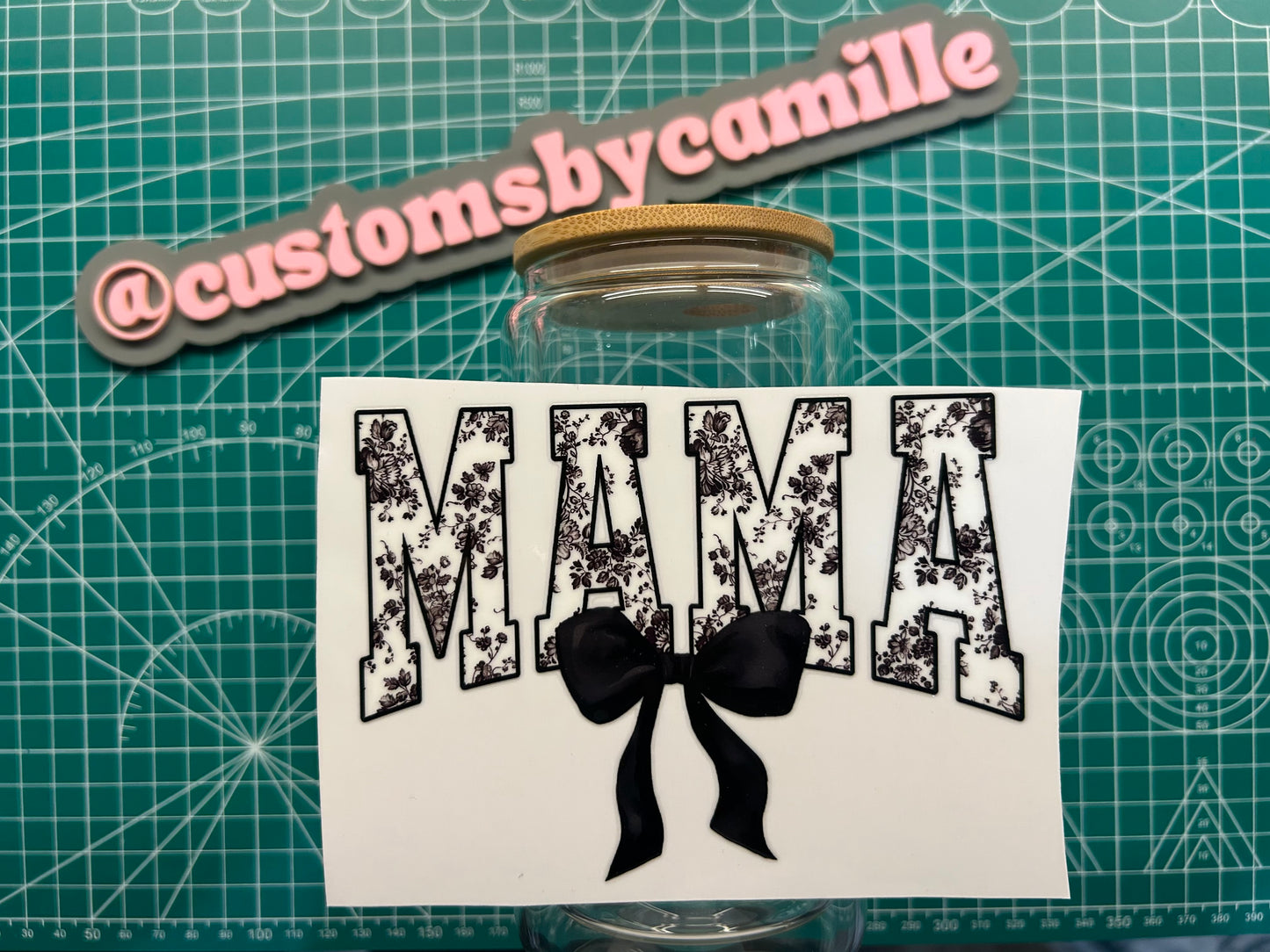 #306 Mama Black/White Bow decal