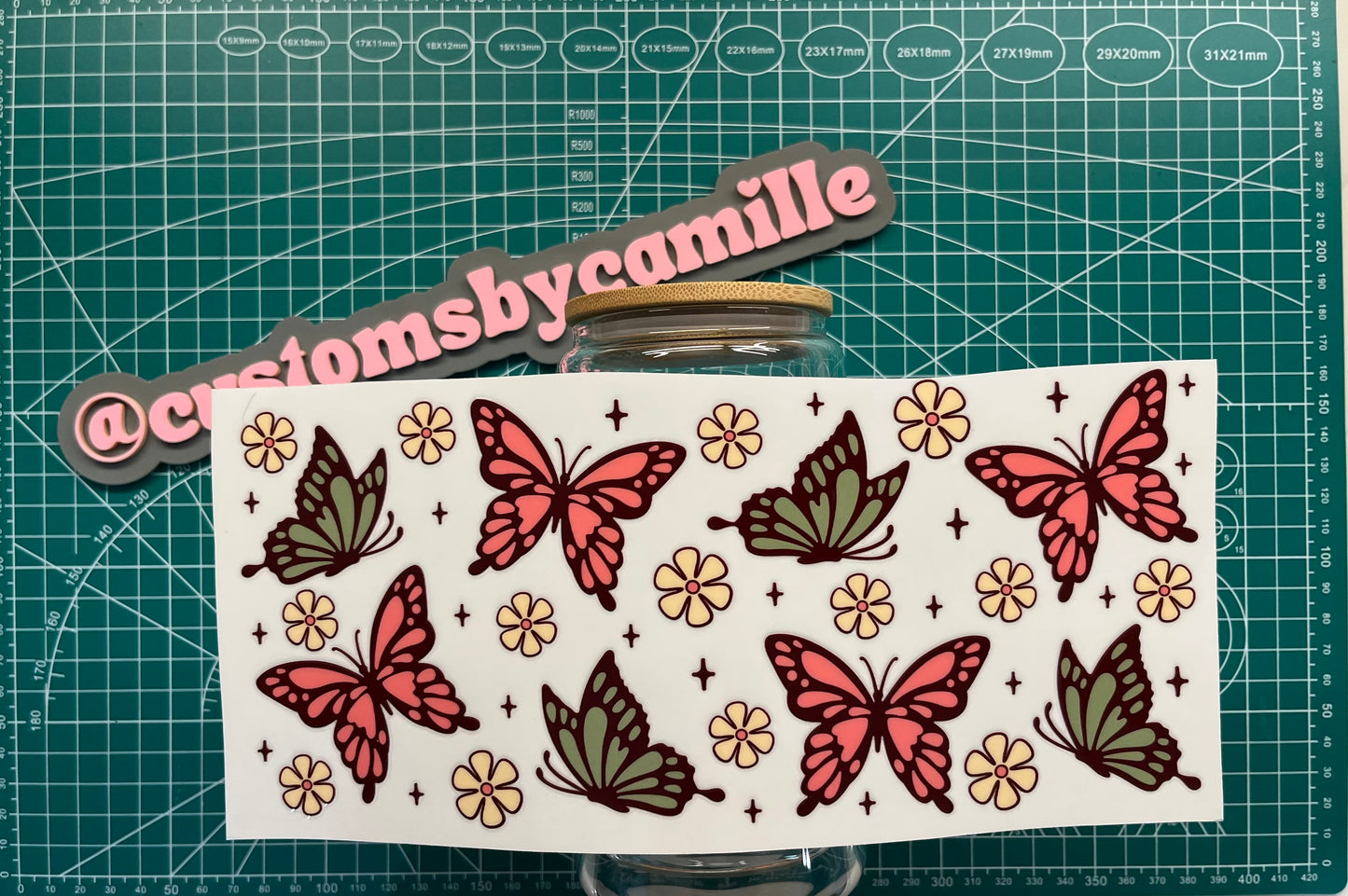 #235 Mauve Green Butterflies decal