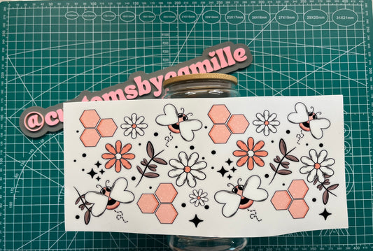 #237 Pink Bees & Honeycomb decal