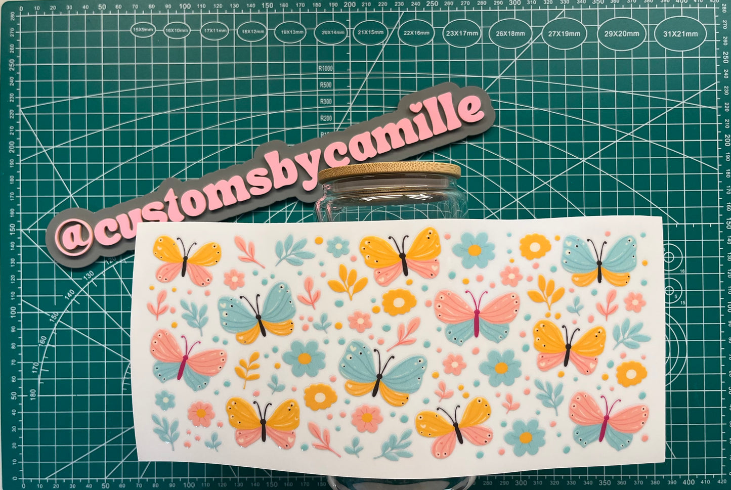 #245 Blue Orange Butterflies decal