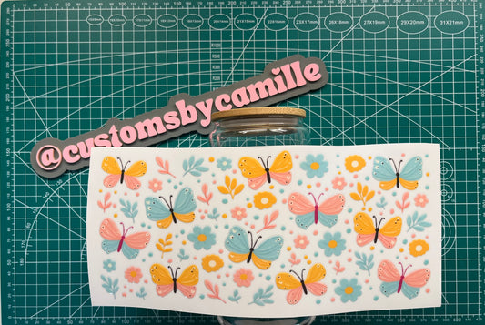 #245 Blue Orange Butterflies decal