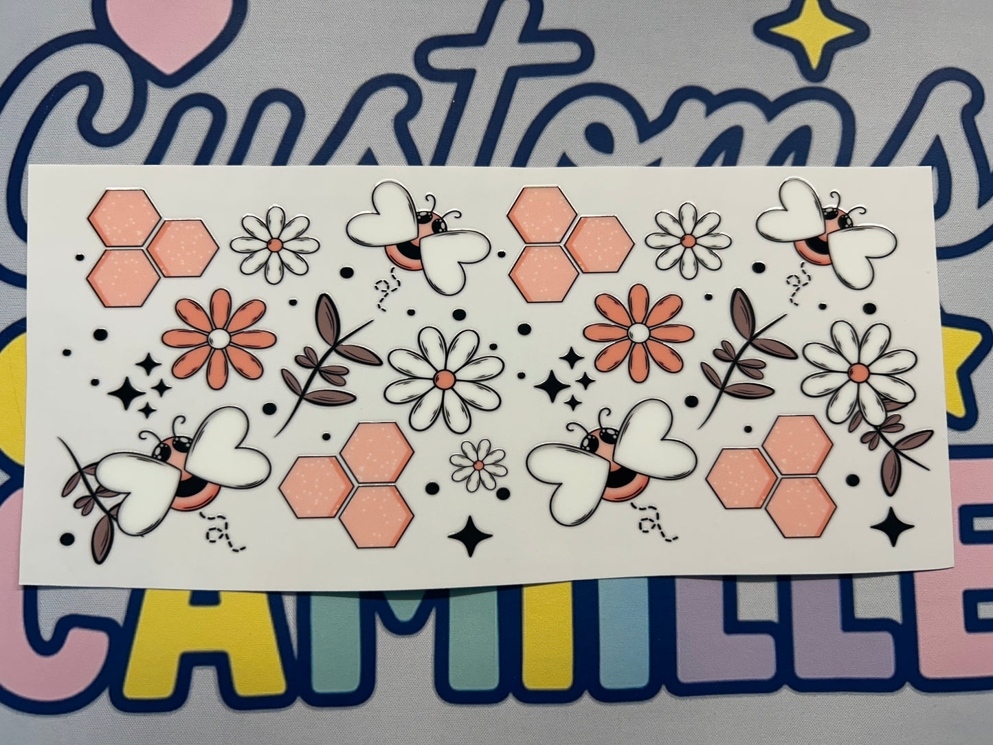 #328 Pink Bees/Honeycomb decal