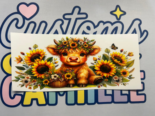 #335 Sunflower Baby Highlander Cow decal