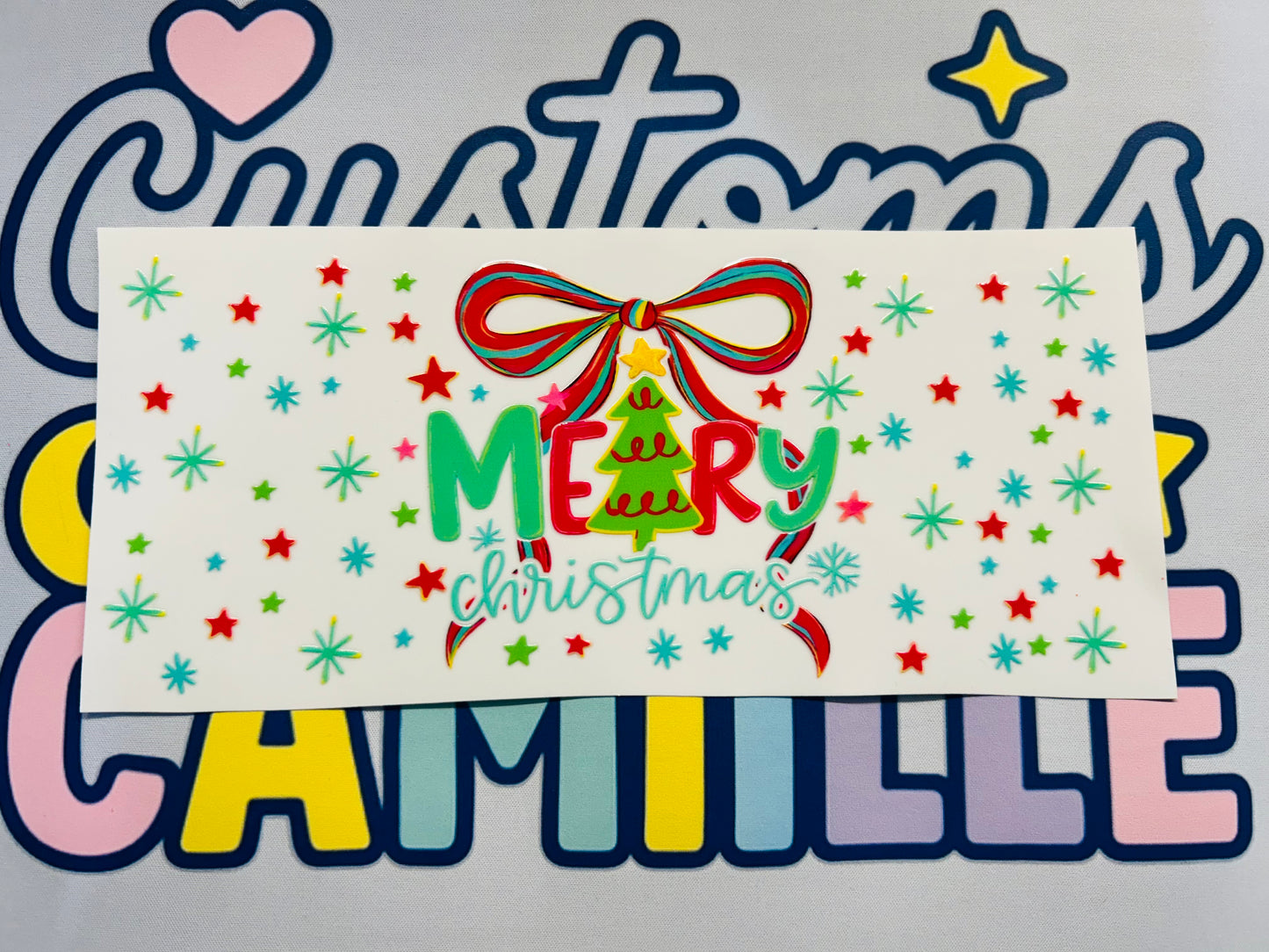 #387 Merry Christmas Bow wrap