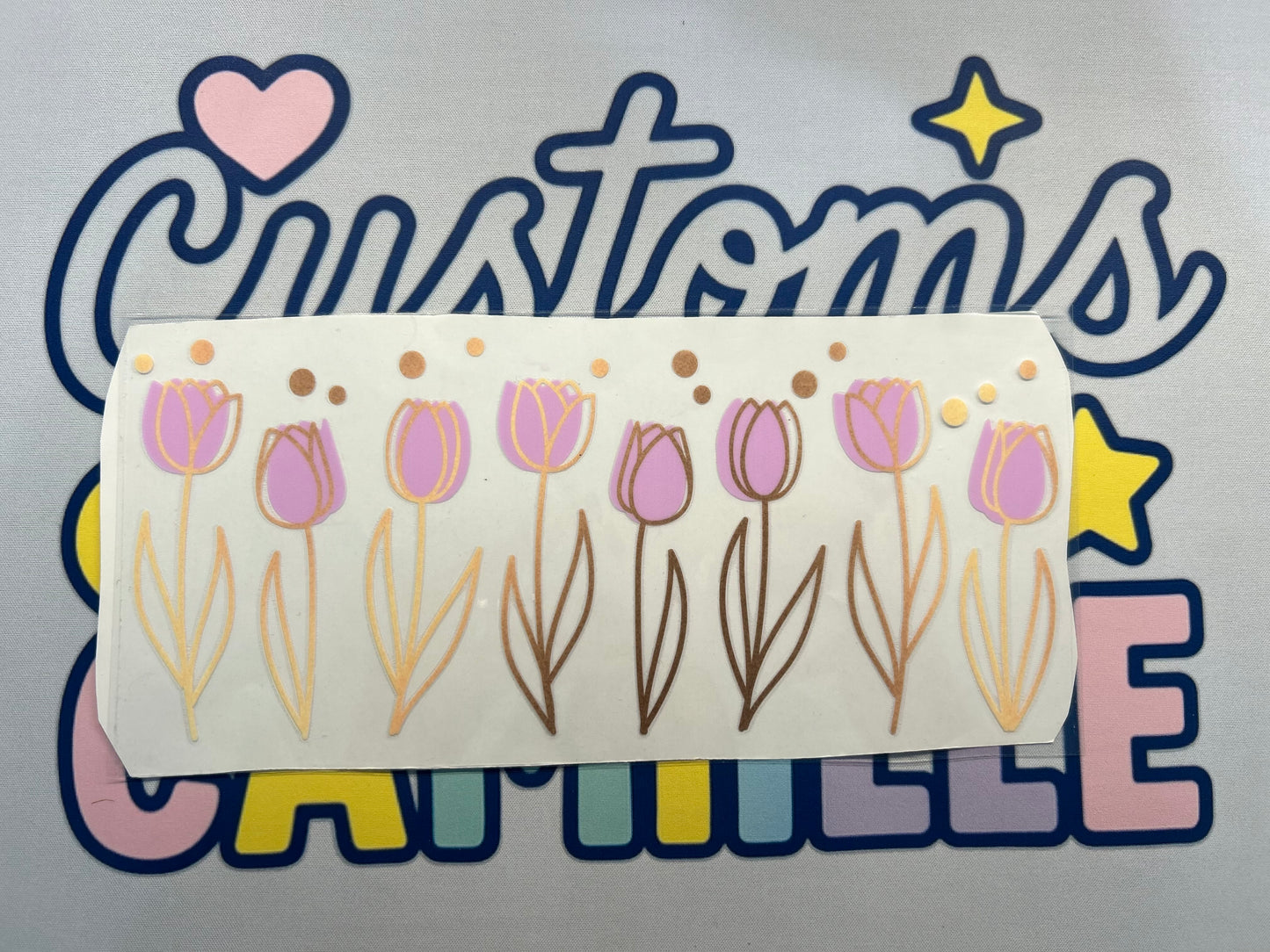 #407 Lavender/Gold Flower decal