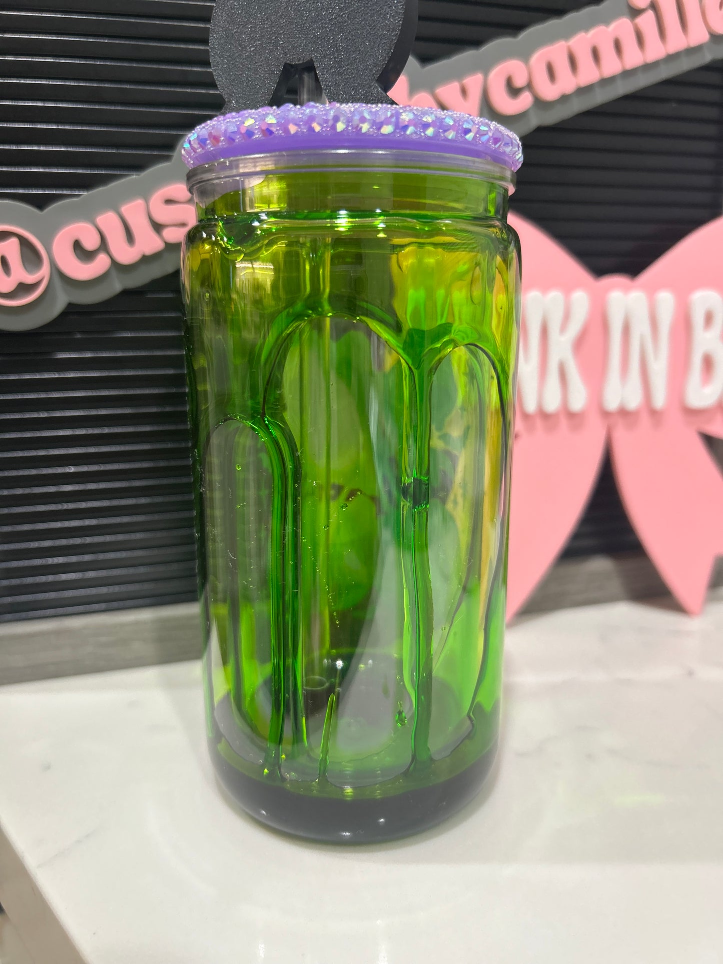 16 oz Acrylic Slime Halloween Drip Cup (Premade)