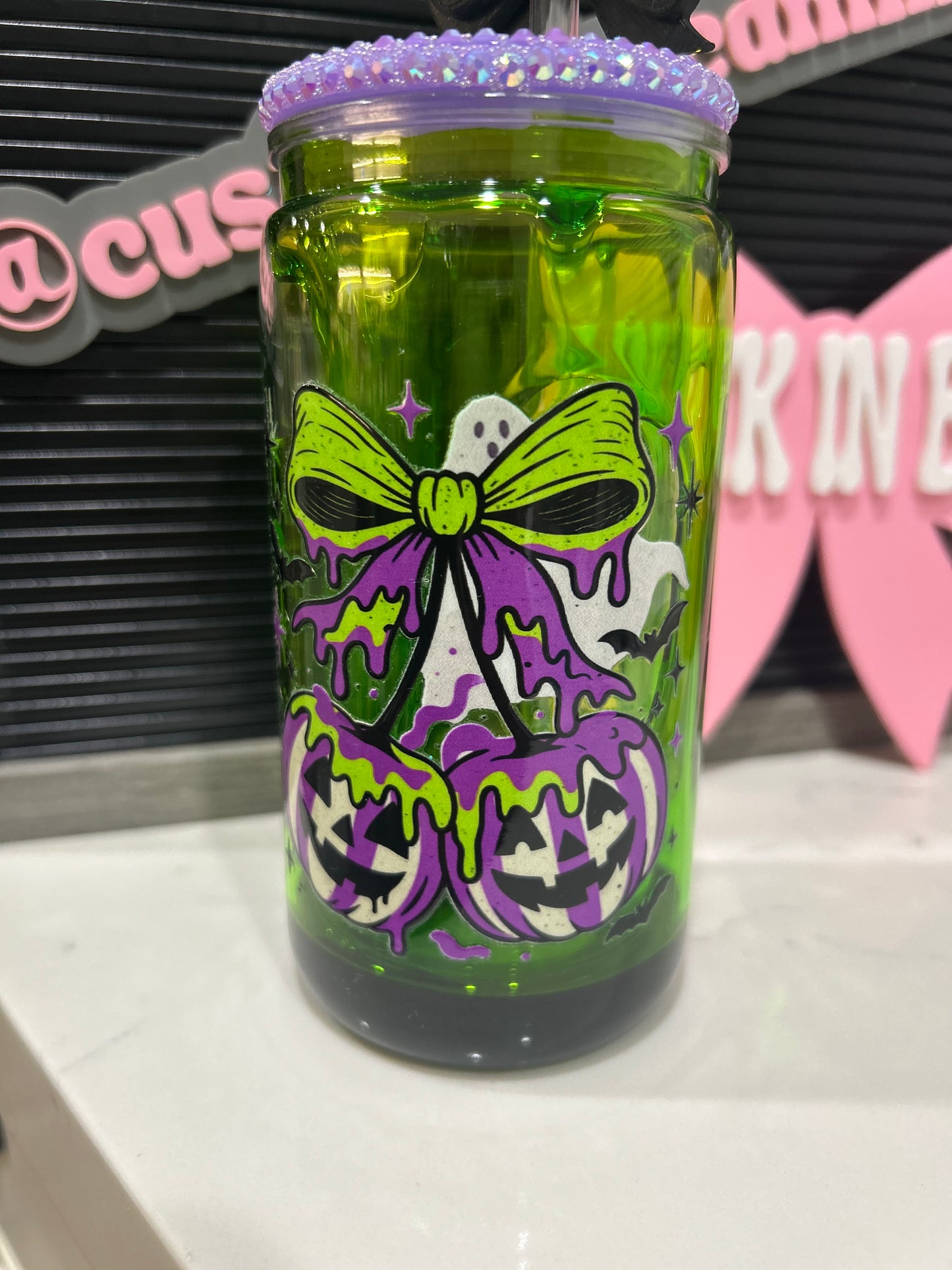 16 oz Acrylic Slime Halloween Drip Cup (Premade)
