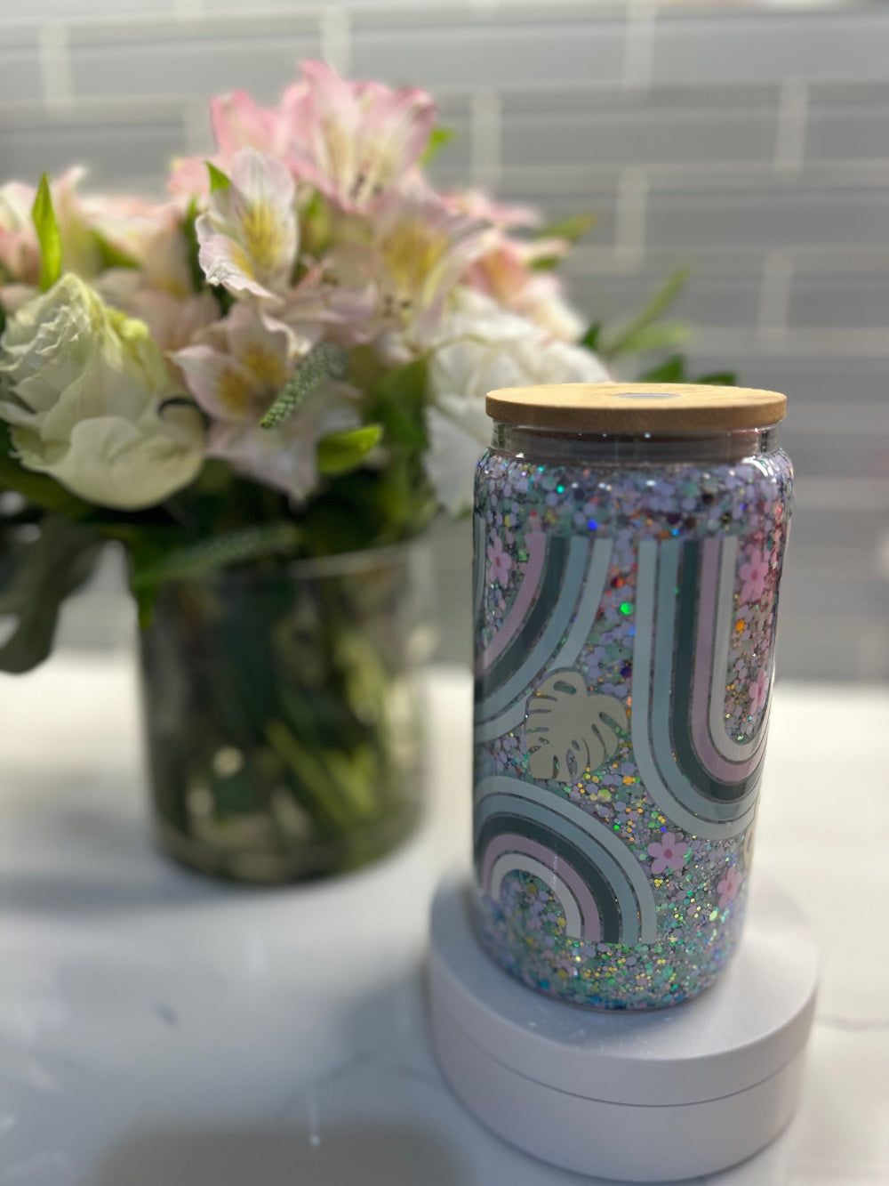 Premade cup - Leaves and Rainbow