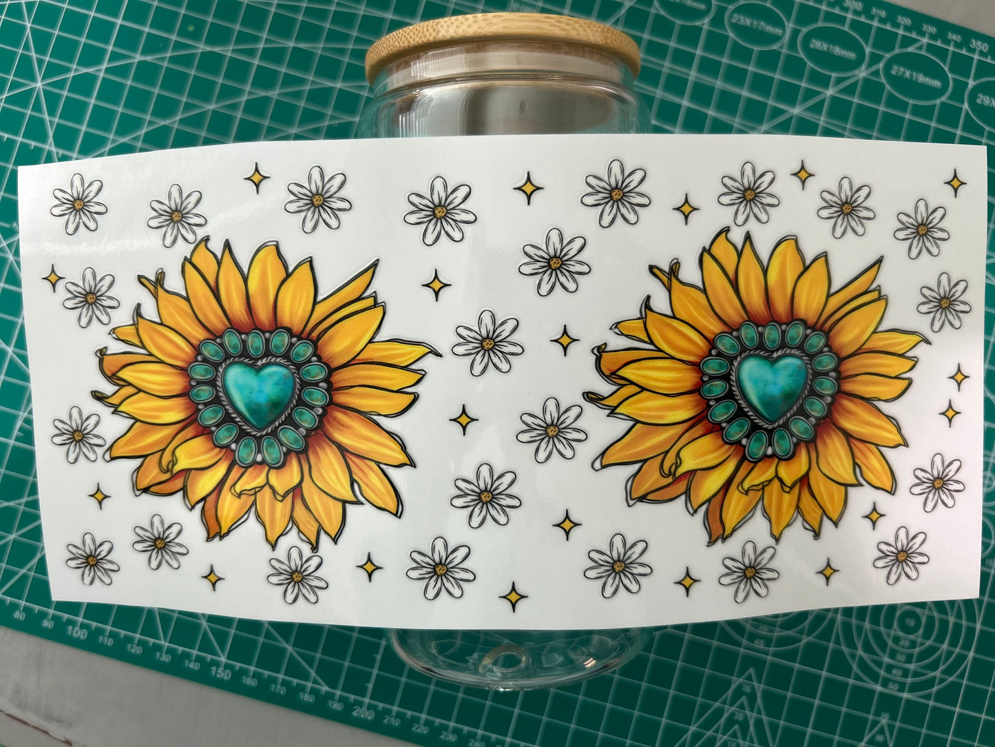 #56 Sunflower w/heart decal