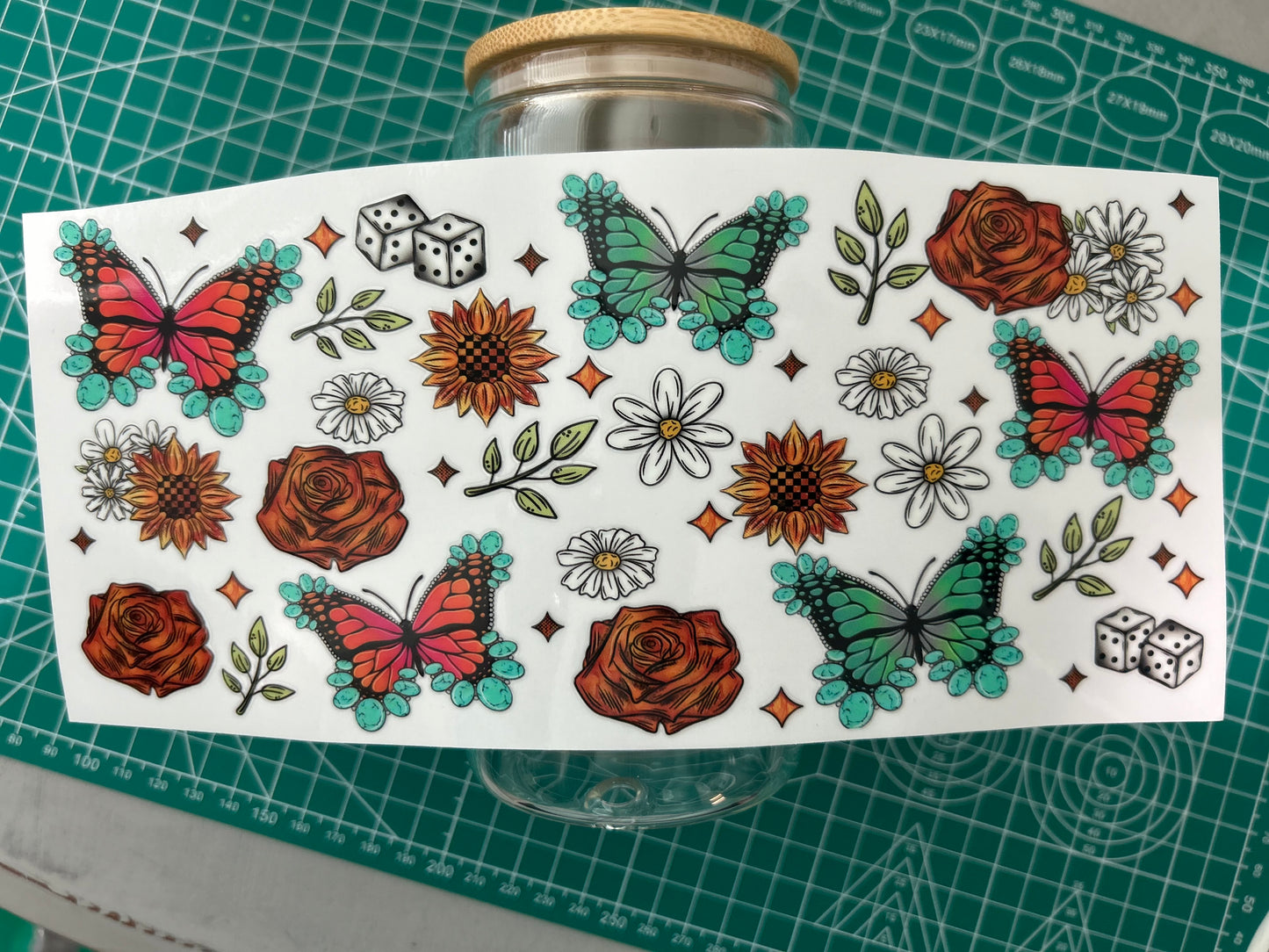 #57 Butterflies w/roses decal