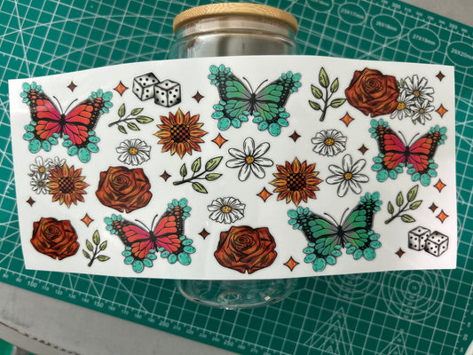 #57 Butterflies w/roses decal
