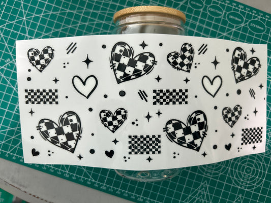 #62 Black & White hearts decal