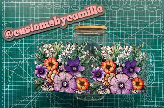 #89 Purple & Orange Flowers decal