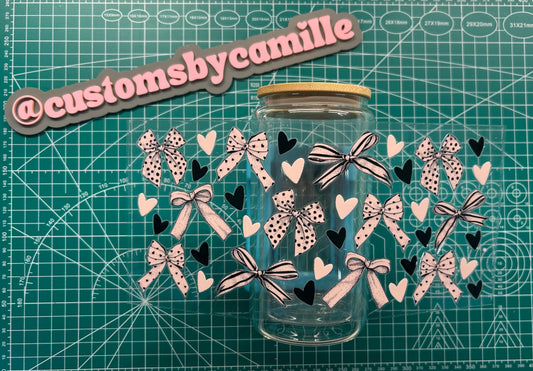 #95 Black & Light Pink Bows decal