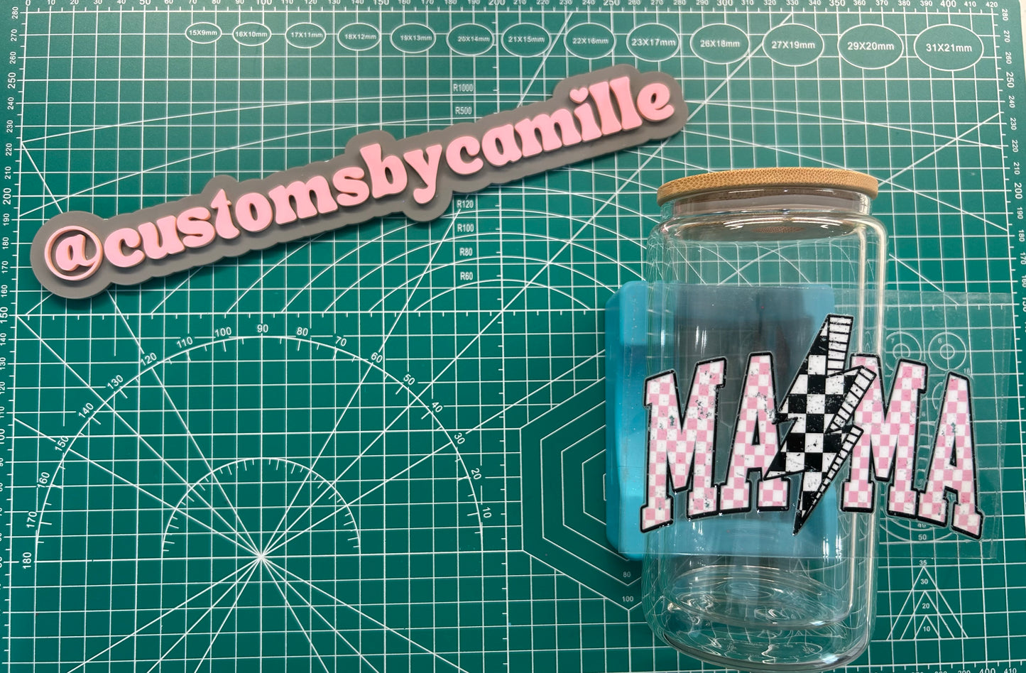 #130 Mama Pink Checkered decal