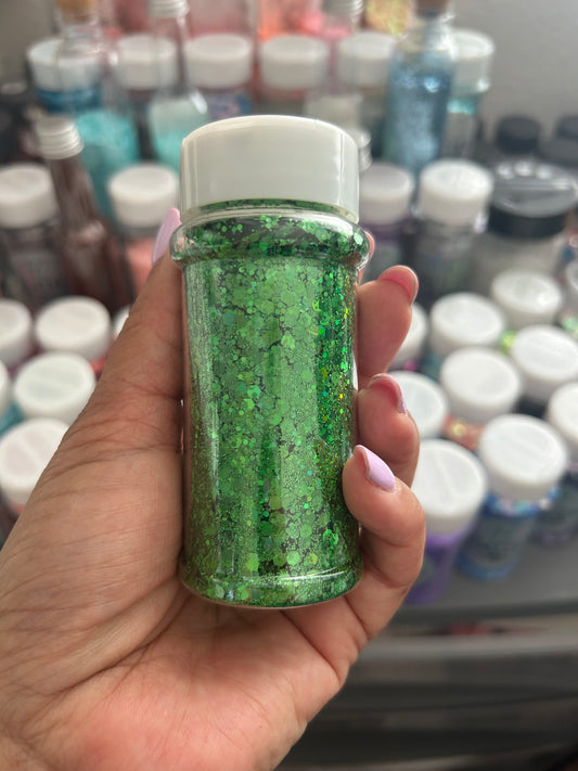 Green Holographic chunky mix glitter