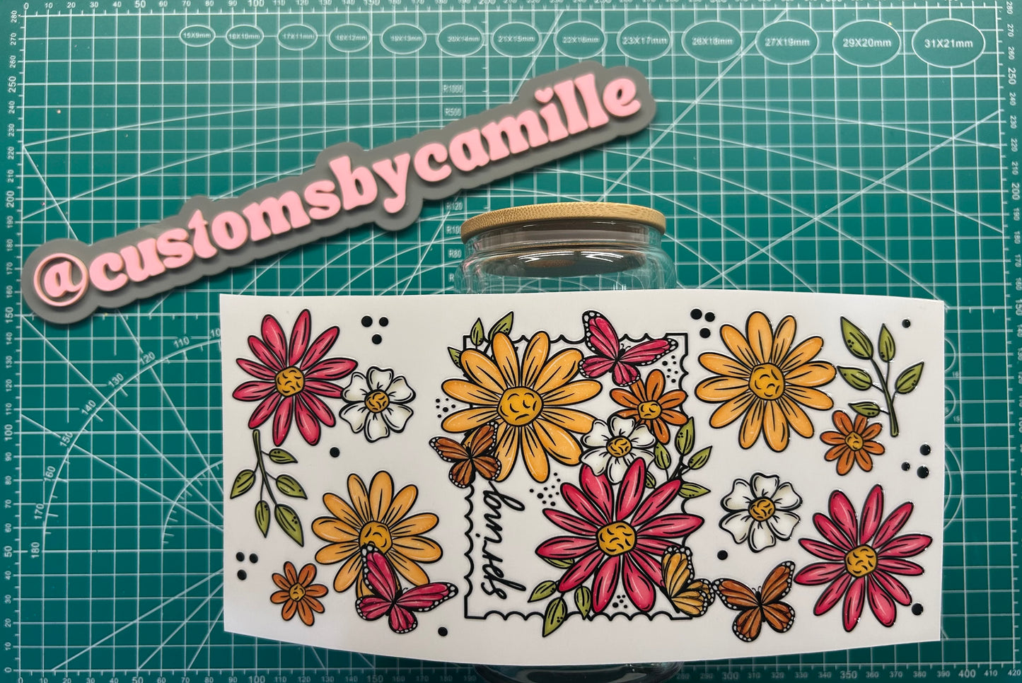 #186 Spring Pink and Orange Flowers decal