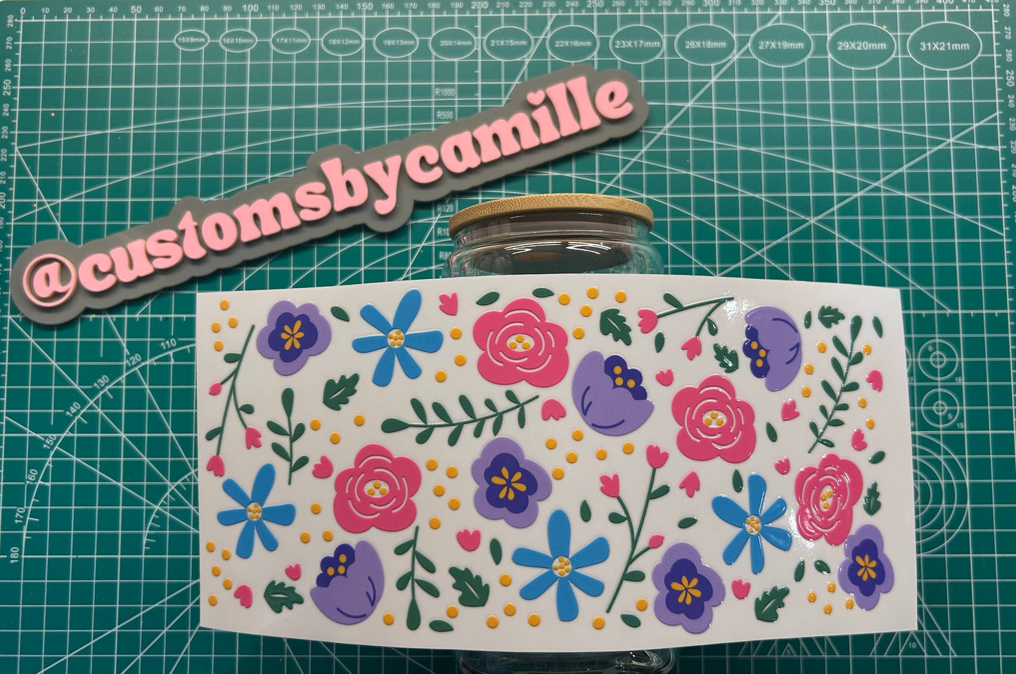 #191 Purple Pink and Blue Flowers decal