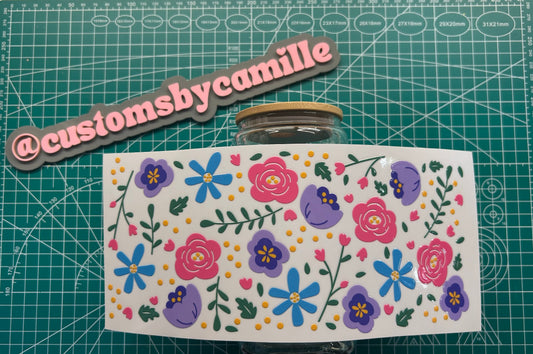 #191 Purple Pink and Blue Flowers decal