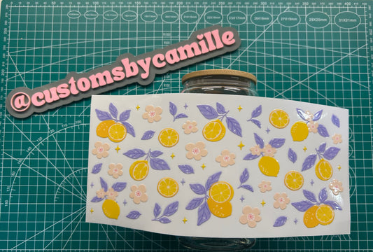 #195 Lemons and Purple Leaves decal