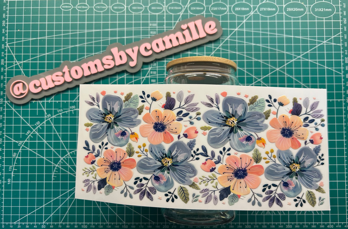 #197 Blue and Blush Pink Flowers decal