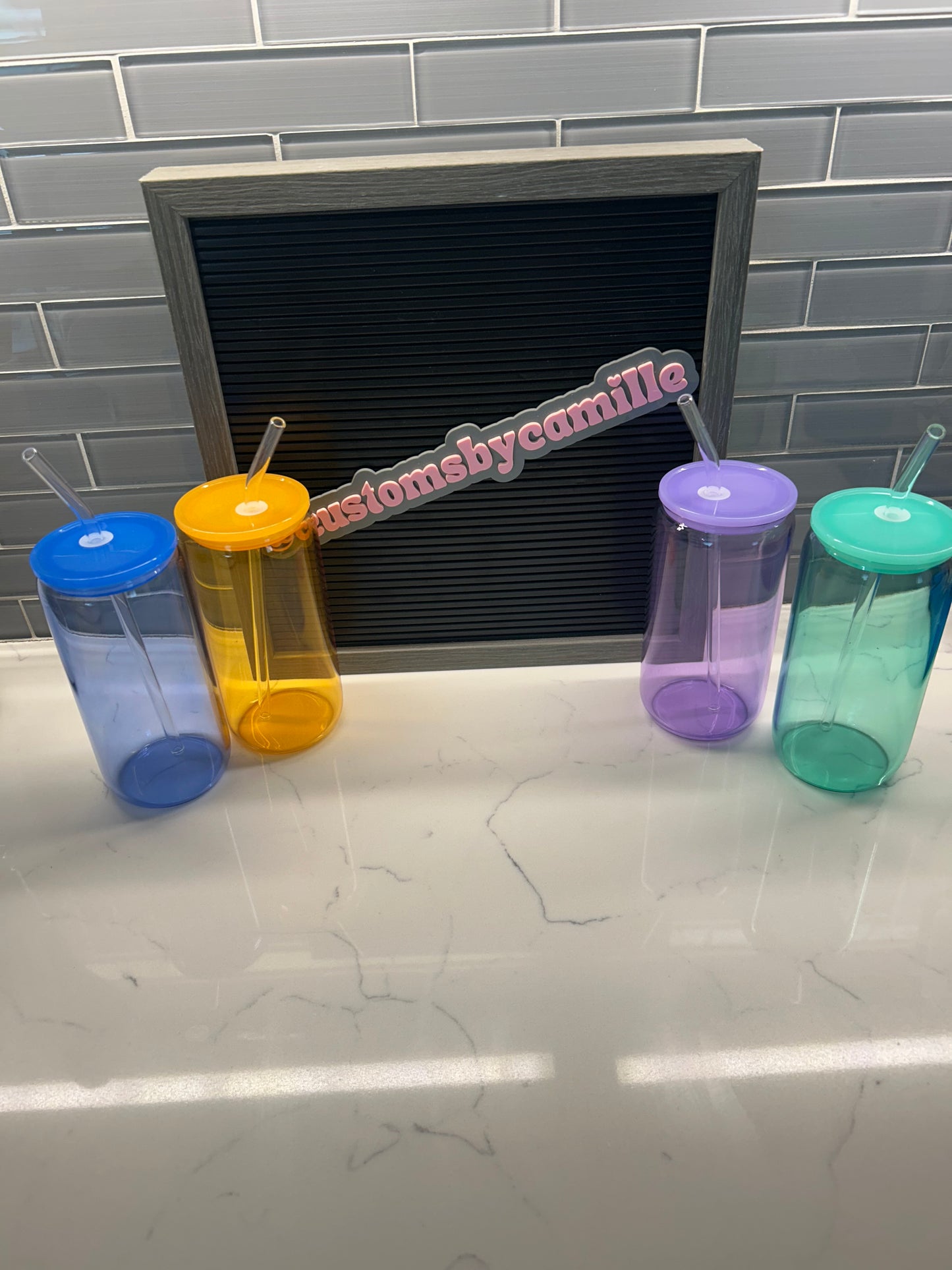 16 oz Colored Glass Tumbler